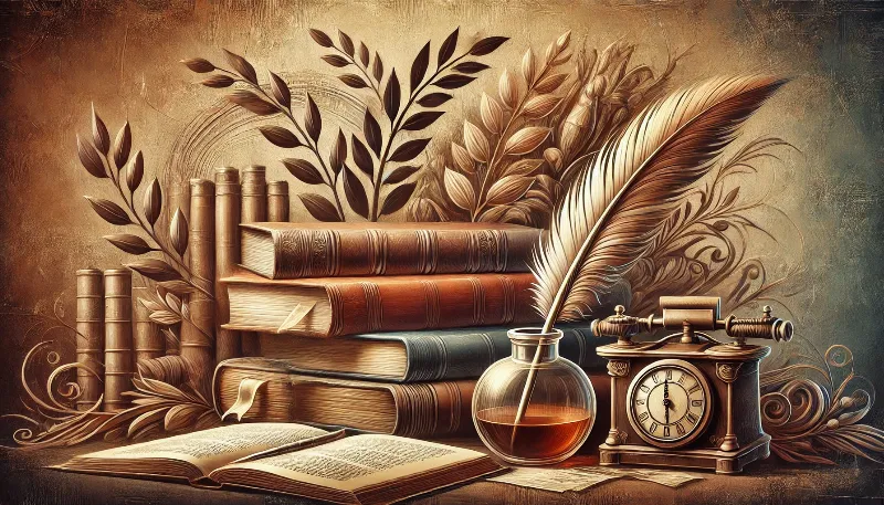 Une bibliothèque classique avec des livres anciens, évoquant la richesse et la profondeur de la littérature française